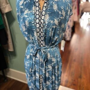 Liverpool Blue and White Floral Midi Dress